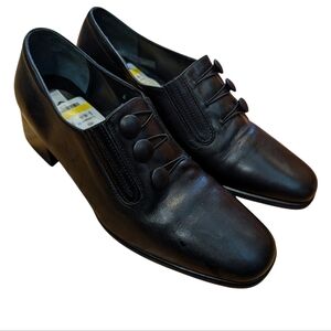 New Sudini Womens 6M Black Leather Slip On Booties Pump Comfort‎ Heels Career